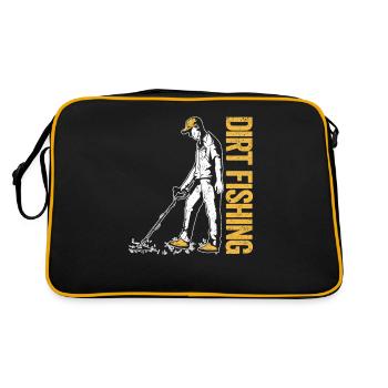 Dirt Fishing Funny Metal Detection Detector - Retro Bag - black/gold - Back