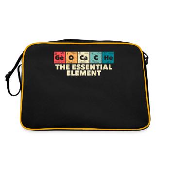 Geocacher Schnitzeljagd Geocache Das wesentliche - Retro Tasche - Schwarz/Gold - Hinten