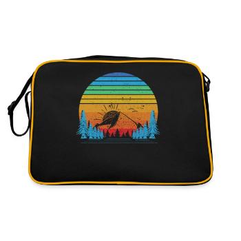 Outdoor Sonnenuntergang Berge Wald Geocaching - Retro Tasche - Schwarz/Gold - Hinten