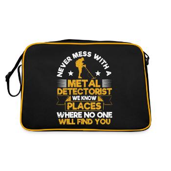 Ne jouez jamais avec un détecteur de métaux Des gens drôles - Sac Retro - noir/or - Dos