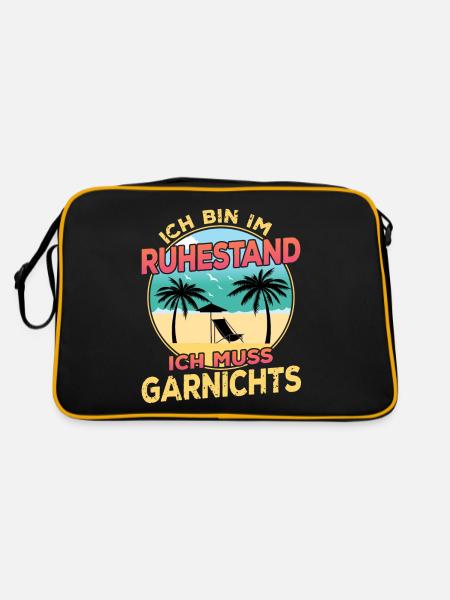 Ich Bin Im Ruhestand Ich Muss Garnichts Rentner - Retro Tasche - Schwarz/Gold - Hinten