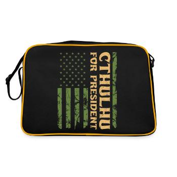 Cthulhu For President, Patriotic Cosmic Horror - Retro Tasche - Schwarz/Gold - Hinten