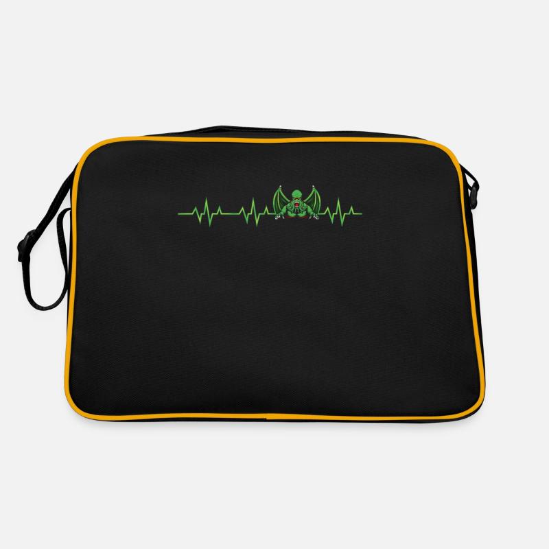 Cthulhu Heartbeat, Cosmic Horror - Retro Tasche - Schwarz/Gold