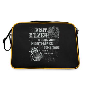 Cthulhu Visit R'lyeh Coordinates, Cosmic Horror - Retro Tasche - Schwarz/Gold - Hinten