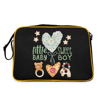 Baby Spruch, cute baby-boy, Kawaii-Baby - Retro Tasche - Schwarz/Gold - Hinten
