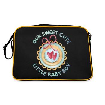 Baby Spruch, cute baby-boy, Kawaii-Baby - Retro Tasche - Schwarz/Gold - Hinten