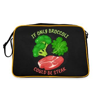 Brocoli, steak, drôle de dicton pour les mangeurs de viande - Sac Retro - noir/or - Dos