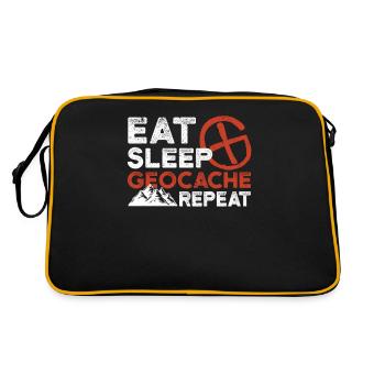 Eat Sleep Geocache Repeat Geocaching Outdoor - Retro Bag - black/gold - Back