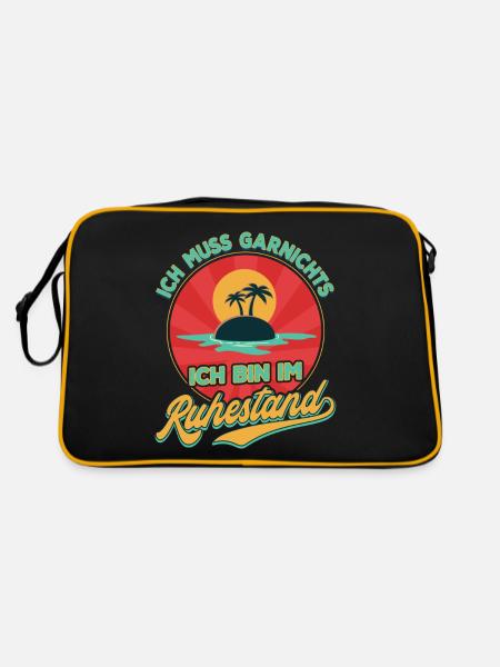 Ich Muss Garnichts Ich Bin Im Ruhestand Rente - Retro Tasche - Schwarz/Gold - Hinten