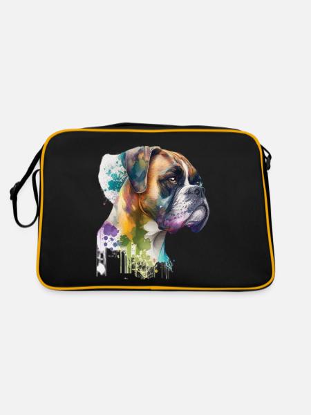 Conception de l’aquarelle allemande Boxer Dog - Sac Retro - noir/or - Dos