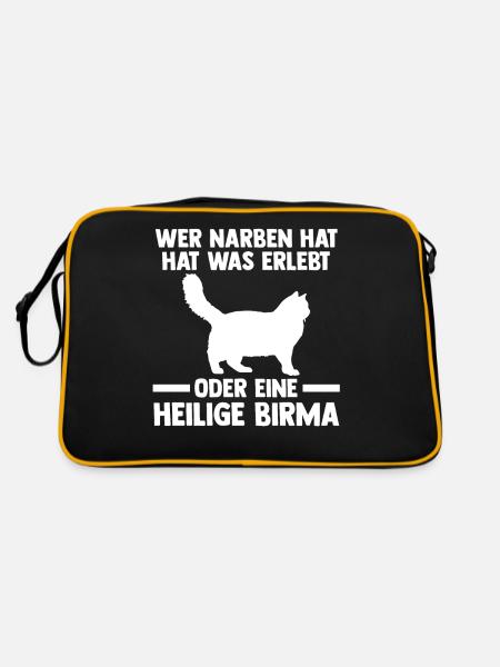 Heilige Birma Katze - Retro Tasche - Schwarz/Gold - Hinten