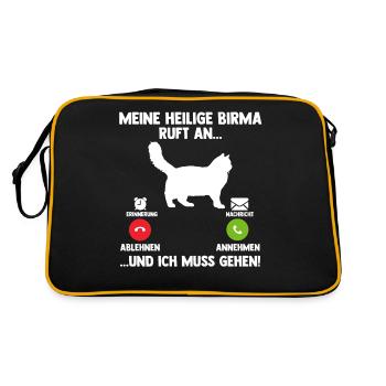 Heilige Birma Katze - Retro Tasche - Schwarz/Gold - Hinten