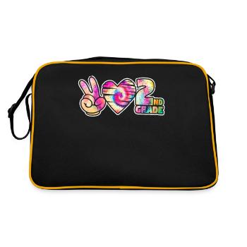 Tie-dye Peace Love Second 2nd Grade Cute School - Retro Bag - black/gold - Back