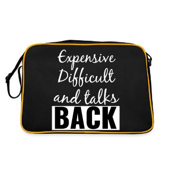 Expensive Difficult and Talks Back Funny Saying - Retro Bag - black/gold - Back
