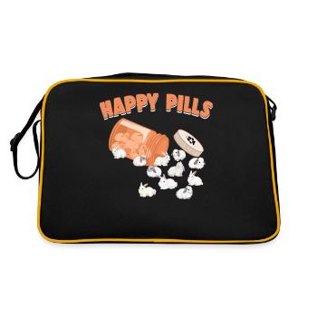Happy Pills Lapin angora anglais drôle de lapin - Sac Retro - noir/or - Dos