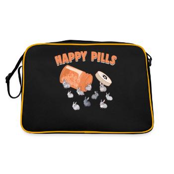 Happy Pills Netherland Dwarf Bunny Funny Rabbit - Sac Retro - noir/or - Dos