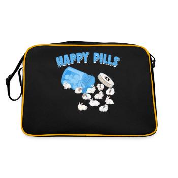 Happy Pills Lapin Race Drôle Angora Anglais - Sac Retro - noir/or - Dos