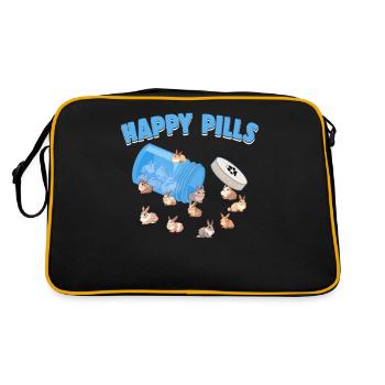 Happy Pills Rabbit Breed Funny Lionhead Bunny Pun - Sac Retro - noir/or - Dos