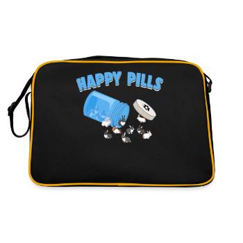 Happy Pills Rabbit Breed Funny Cute Rex Bunny Pun - Retro Bag - black/gold - Back