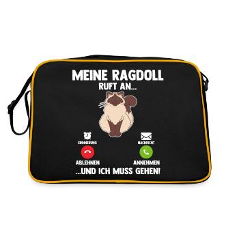 Ragdollkatze Katze - Retro Tasche - Schwarz/Gold - Hinten