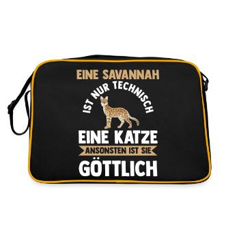 Savannah Katze - Retro Tasche - Schwarz/Gold - Hinten
