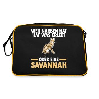 Savannah Katze - Retro Tasche - Schwarz/Gold - Hinten