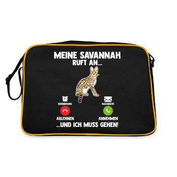 Savannah Katze - Retro Tasche - Schwarz/Gold - Hinten