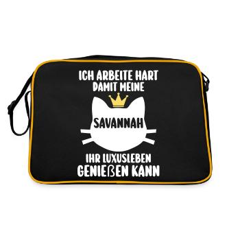Savannah Katze - Retro Tasche - Schwarz/Gold - Hinten