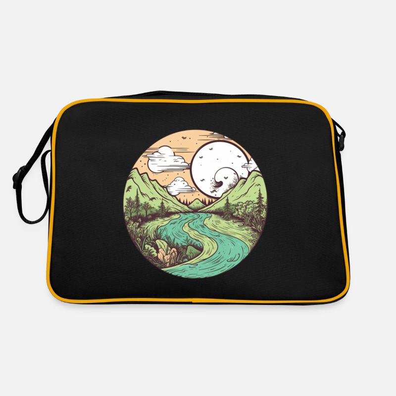 wundervolle Natur - Retro Tasche - Schwarz/Gold