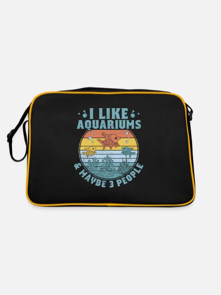 I Like Aquariums & Maybe 3 People Aquarium Owner - Retro Tasche - Schwarz/Gold - Hinten