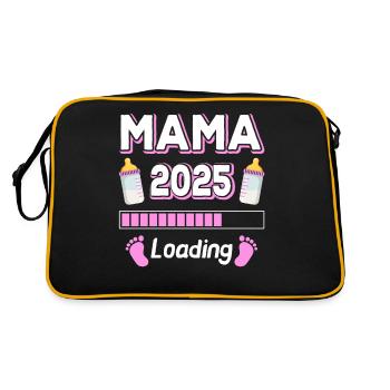 Mama 2025 Loading Mutter Mütter Mom Muttertag - Retro Tasche - Schwarz/Gold - Hinten