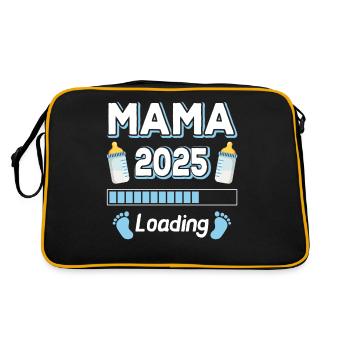 Mama 2025 Loading Mutter Mütter Mom Muttertag - Retro Tasche - Schwarz/Gold - Hinten