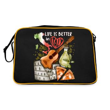 Italie Love-Italy, Rome, guitare et pizza - Sac Retro - noir/or - Dos