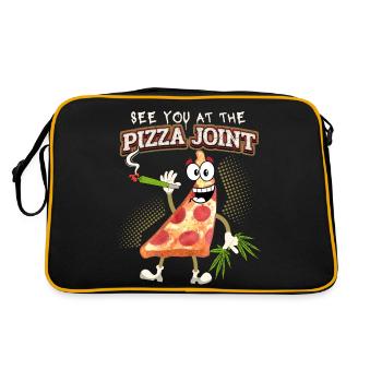 Drôle de pizzeria avec un joint de cannabis, jeu de mots - Sac Retro - noir/or - Dos