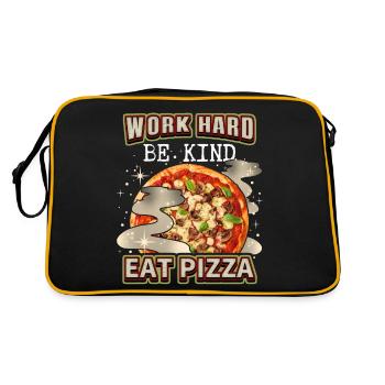 Lustiger Pizza-Spruch mit italienischer Pizza - Retro Tasche - Schwarz/Gold - Hinten