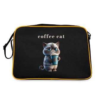 Café, chat, amateur de café, épicurien - Sac Retro - noir/or - Dos