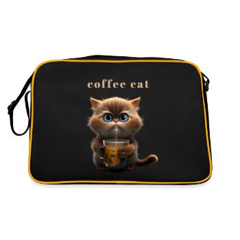Café, chat, amateur de café, épicurien - Sac Retro - noir/or - Dos