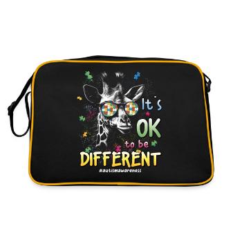 Autism Awareness Acceptance - Giraffe Its Ok To - Retro Bag - black/gold - Back