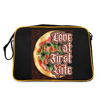 Pizza-Pasta, Spruch mit Pizza, italienische Küche - Retro Tasche - Schwarz/Gold - Hinten