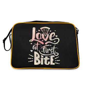 Pizza Spruch, italienische Pizza, Pizza Küche - Retro Tasche - Schwarz/Gold - Hinten