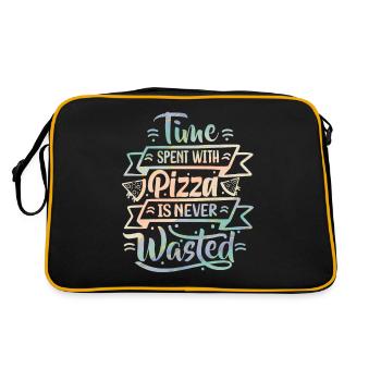 Pizza Spruch, italienische Pizza, Pizza Küche - Retro Tasche - Schwarz/Gold - Hinten
