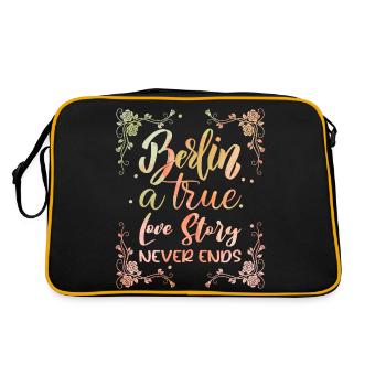 Berlin, Deutschland Hauptstadt, Berlin Spruch - Retro Tasche - Schwarz/Gold - Hinten