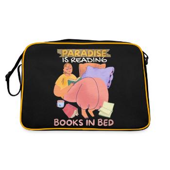 Livre, Lire des livres au lit, Rat de bibliothèque Boho Style - Sac Retro - noir/or - Dos