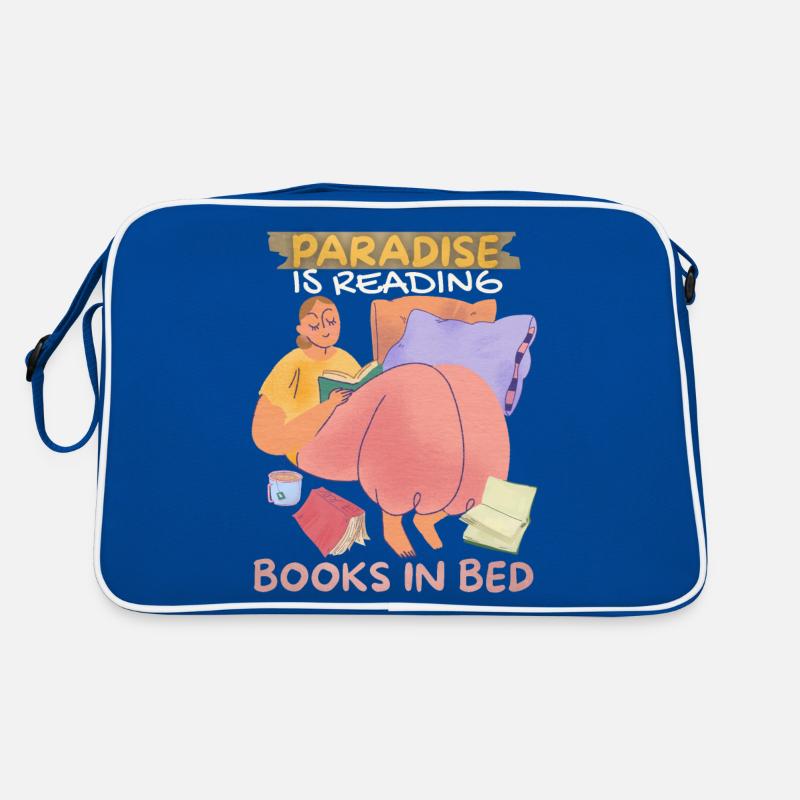 Buch, Bücher im Bett lesen, Bücherwurm Boho-Stil Retro Tasche