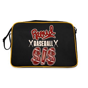 Proud Baseball-Sister, American Baseball Design - Retro Tasche - Schwarz/Gold - Hinten