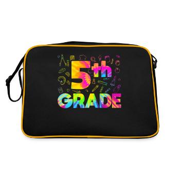 Tie Dye 5. Klasse Hier komme ich Lehrer Fünfte - Retro Tasche - Schwarz/Gold - Hinten