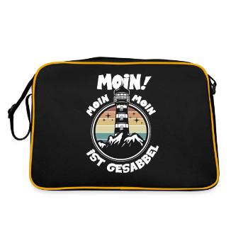 Moin Moin ist Gesabbel Retro Leuchtturm Meer - Retro Tasche - Schwarz/Gold - Hinten