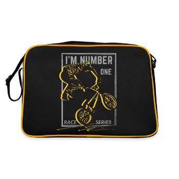 Ich bin die Nummer eins, eine Radrennserie - Retro Tasche - Schwarz/Gold - Hinten