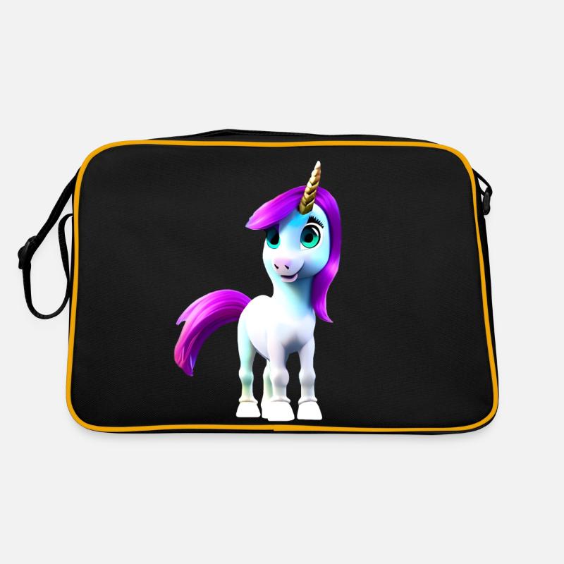blaues Einhorn mit lila Schweif Retro Tasche