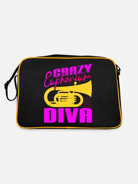 Crazy Euphorium Diva Baritone Player Gifts - Retro Bag - black/gold - Back